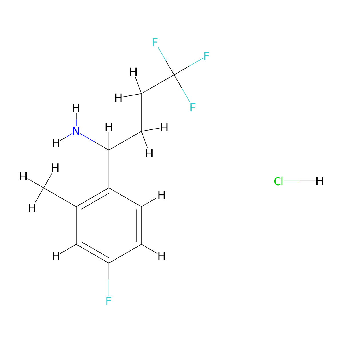 4,4,4-Trifluoro-1-(4-fluoro-2-methylphenyl)butan-1-amine hydrochloride molecular structure, CAS 2913278-85-8