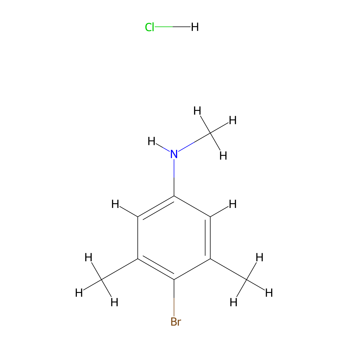 4-bromo-N,3,5-trimethylanilinehydrochloride molecular structure, CAS 2913278-94-9