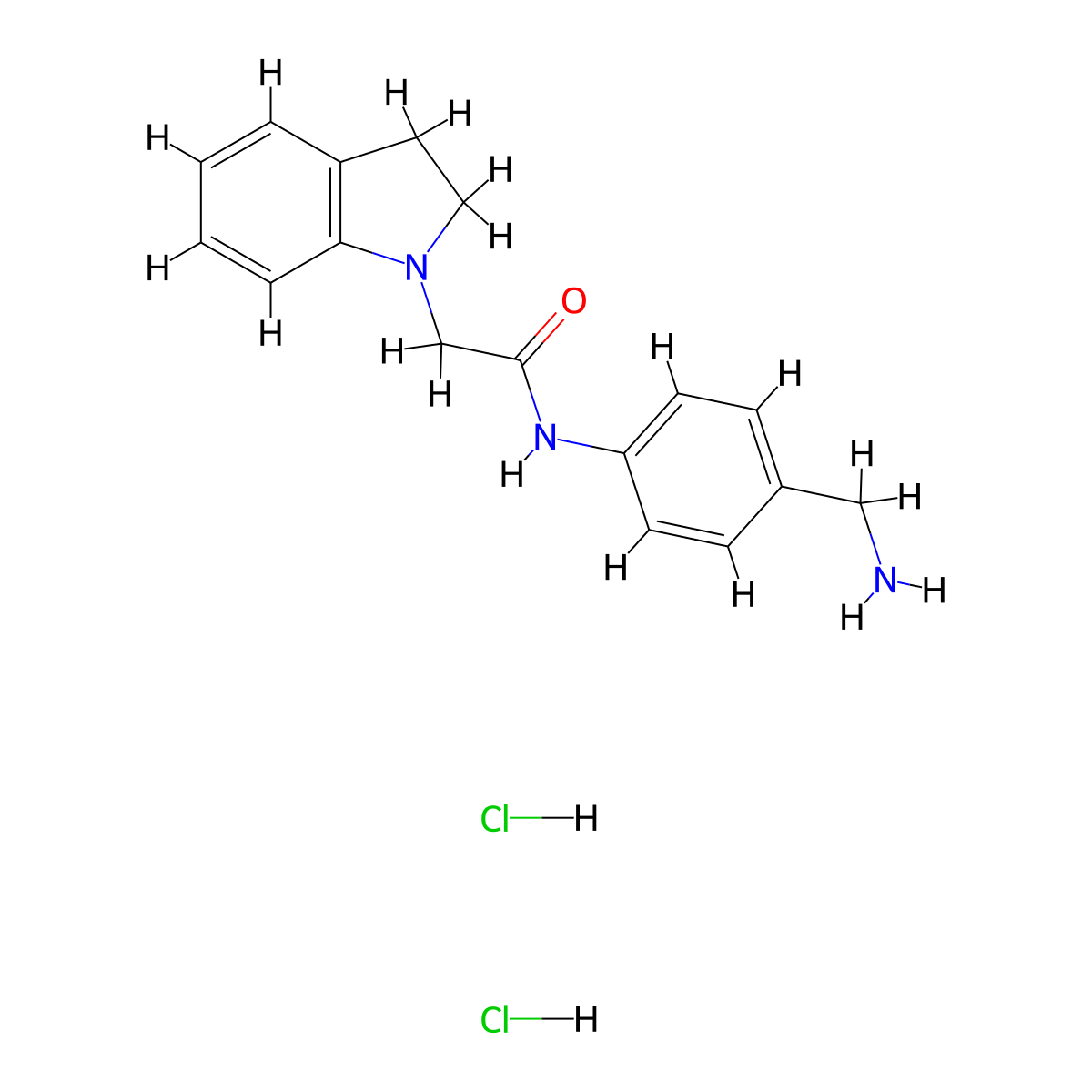 N-[4-(aminomethyl)phenyl]-2-(2,3-dihydro-1H-indol-1-yl)acetamide dihydrochloride molecular structure, CAS 2913278-98-3