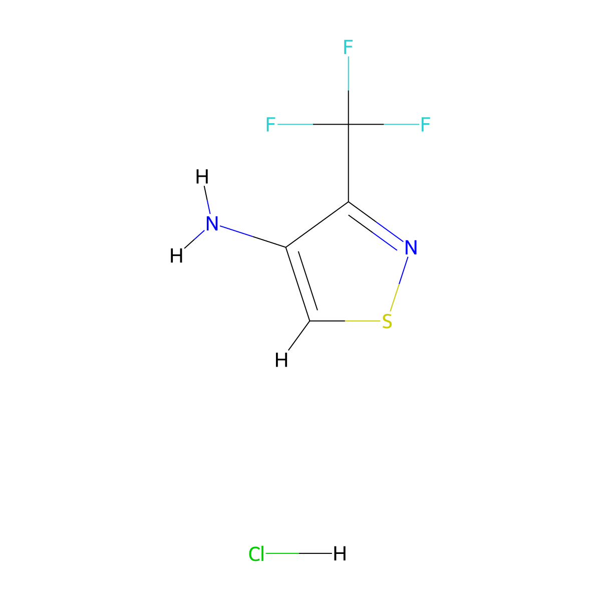 3-(Trifluoromethyl)-1,2-thiazol-4-amine hydrochloride molecular structure, CAS 2913278-99-4