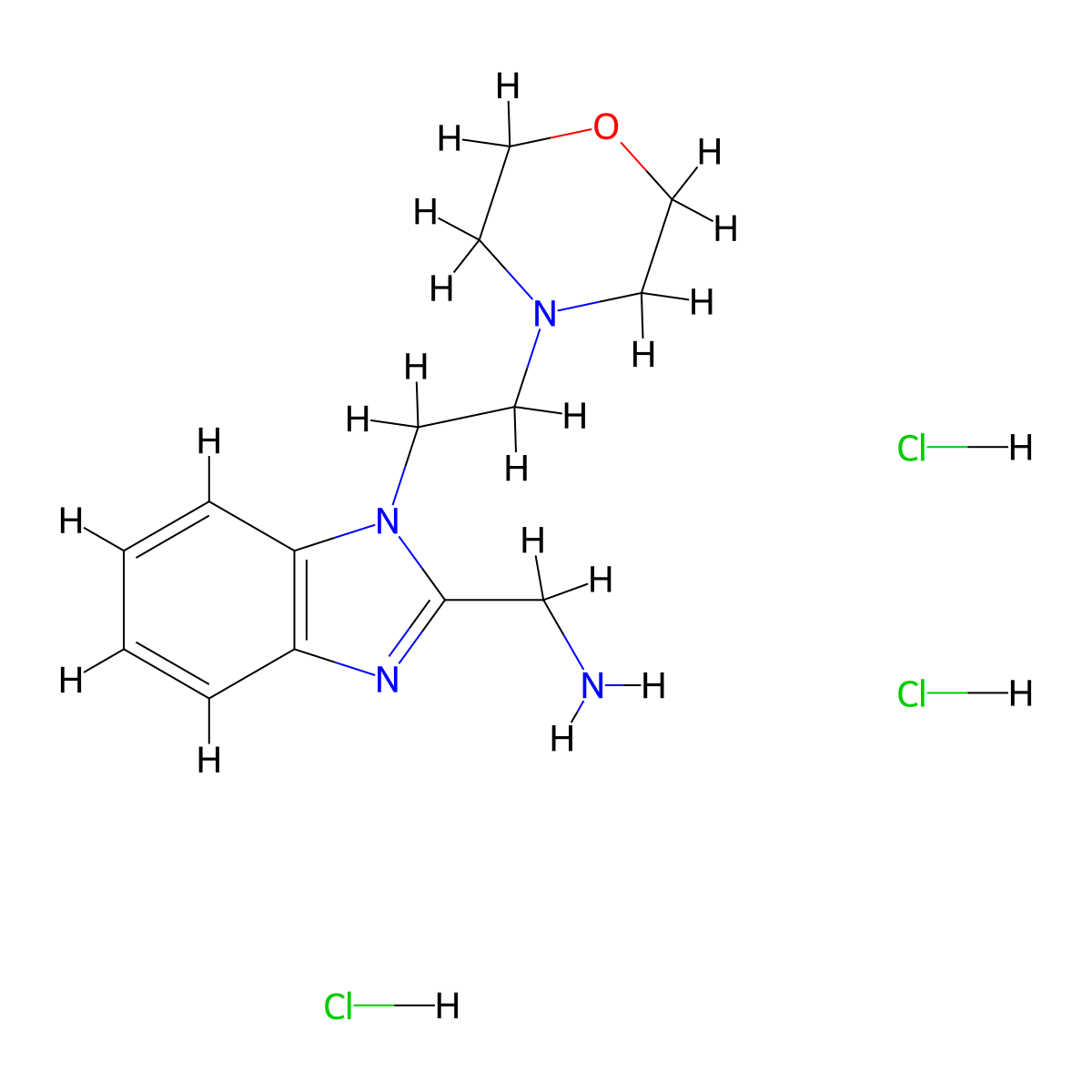 1-(1-(2-(morpholin-4-yl)ethyl)-1H-1,3-benzodiazol-2-yl)methanamine trihydrochloride molecular structure, CAS 2913279-06-6