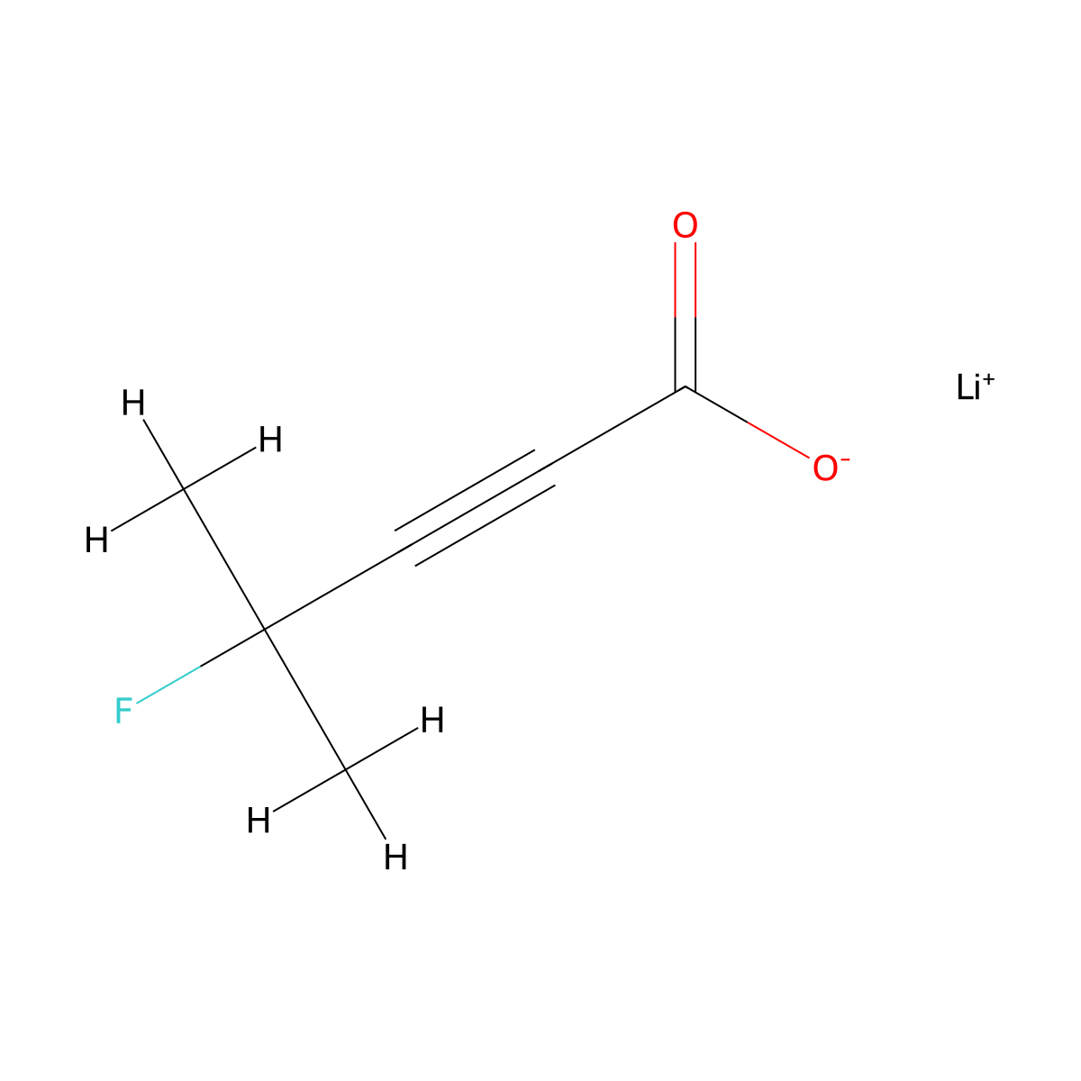 Lithium(1+) 4-fluoro-4-methylpent-2-ynoate molecular structure, CAS 2913279-16-8