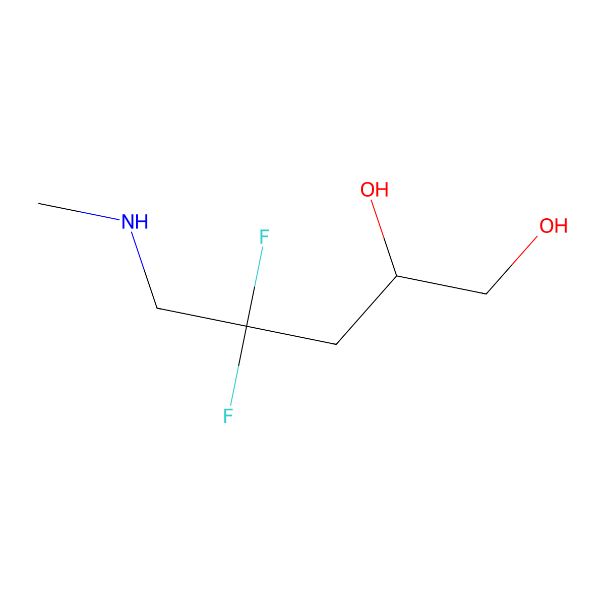 4,4-Difluoro-5-(methylamino)pentane-1,2-diol molecular structure, CAS 2913279-23-7