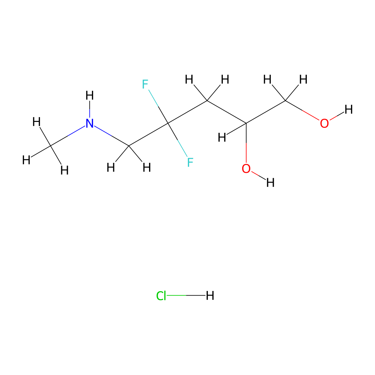 4,4-Difluoro-5-(methylamino)pentane-1,2-diol hydrochloride molecular structure, CAS 2913279-24-8