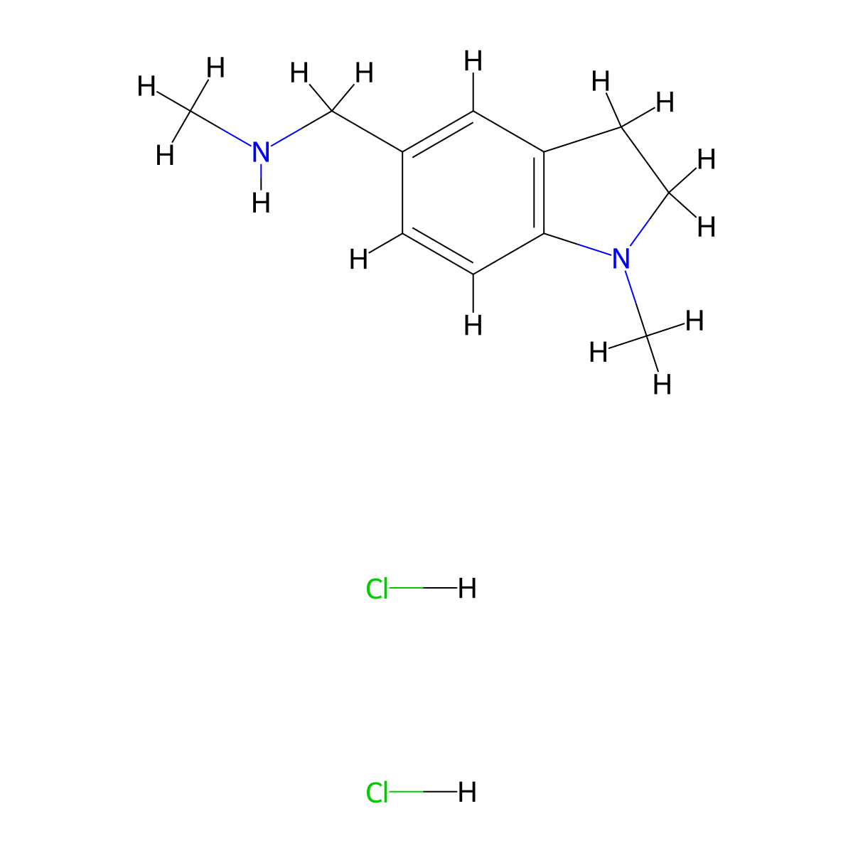 methyl[(1-methyl-2,3-dihydro-1H-indol-5-yl)methyl]amine dihydrochloride molecular structure, CAS 2913279-25-9