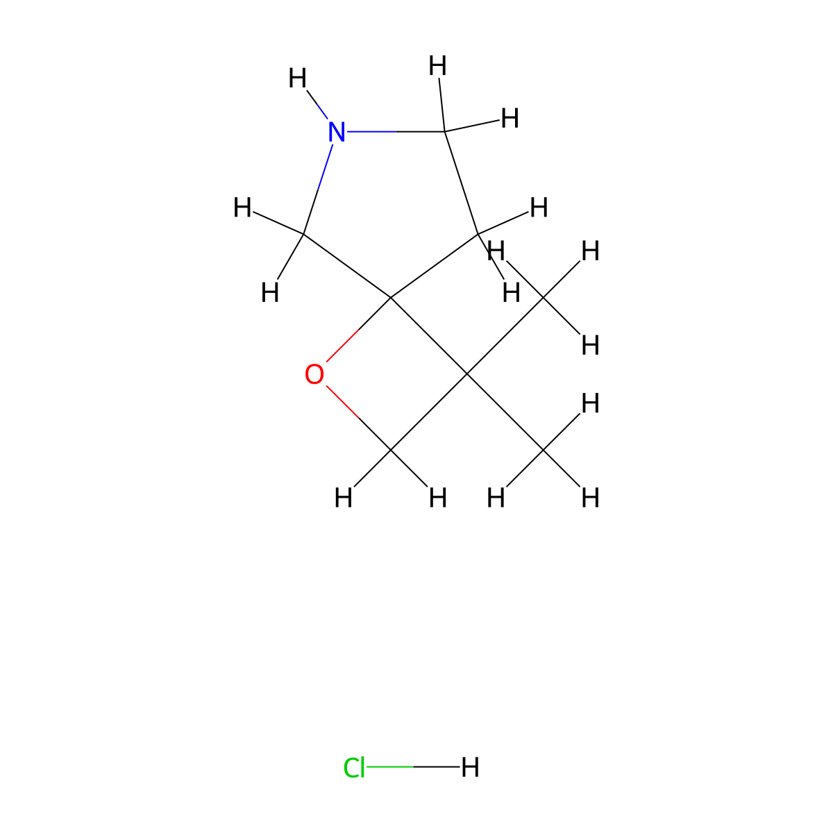 3,3-Dimethyl-1-oxa-6-azaspiro[3.4]octane hydrochloride molecular structure, CAS 2913279-26-0