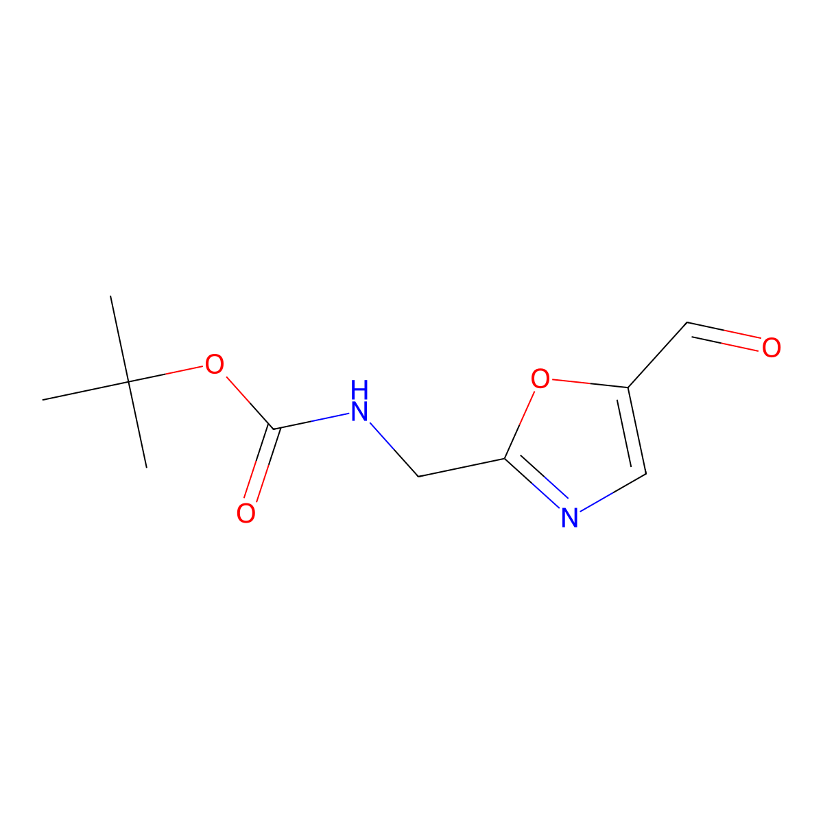 tert-butyl N-[(5-formyl-1,3-oxazol-2-yl)methyl]carbamate molecular structure, CAS 2913279-27-1