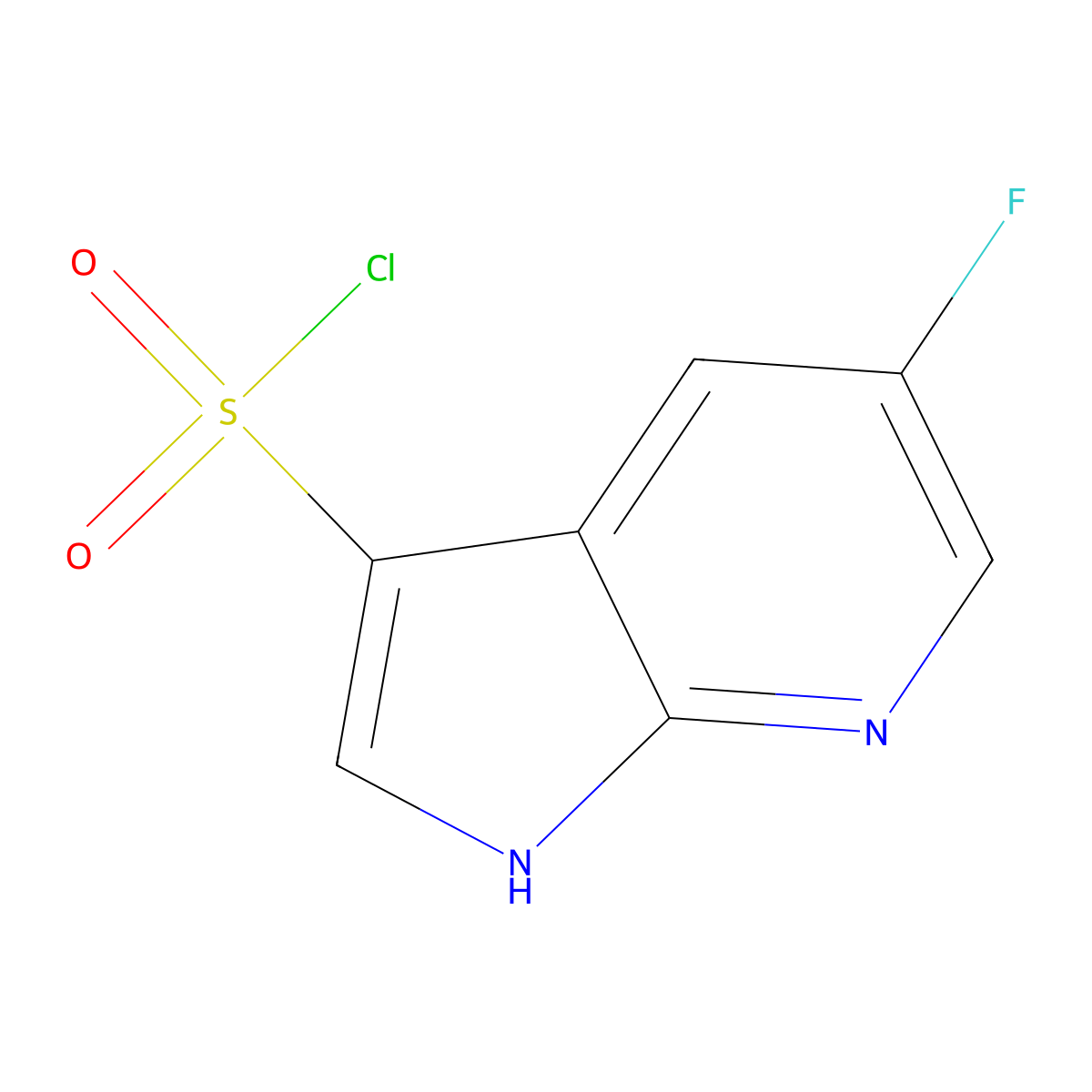5-fluoro-1H-pyrrolo[2,3-b]pyridine-3-sulfonyl chloride molecular structure, CAS 2913279-31-7