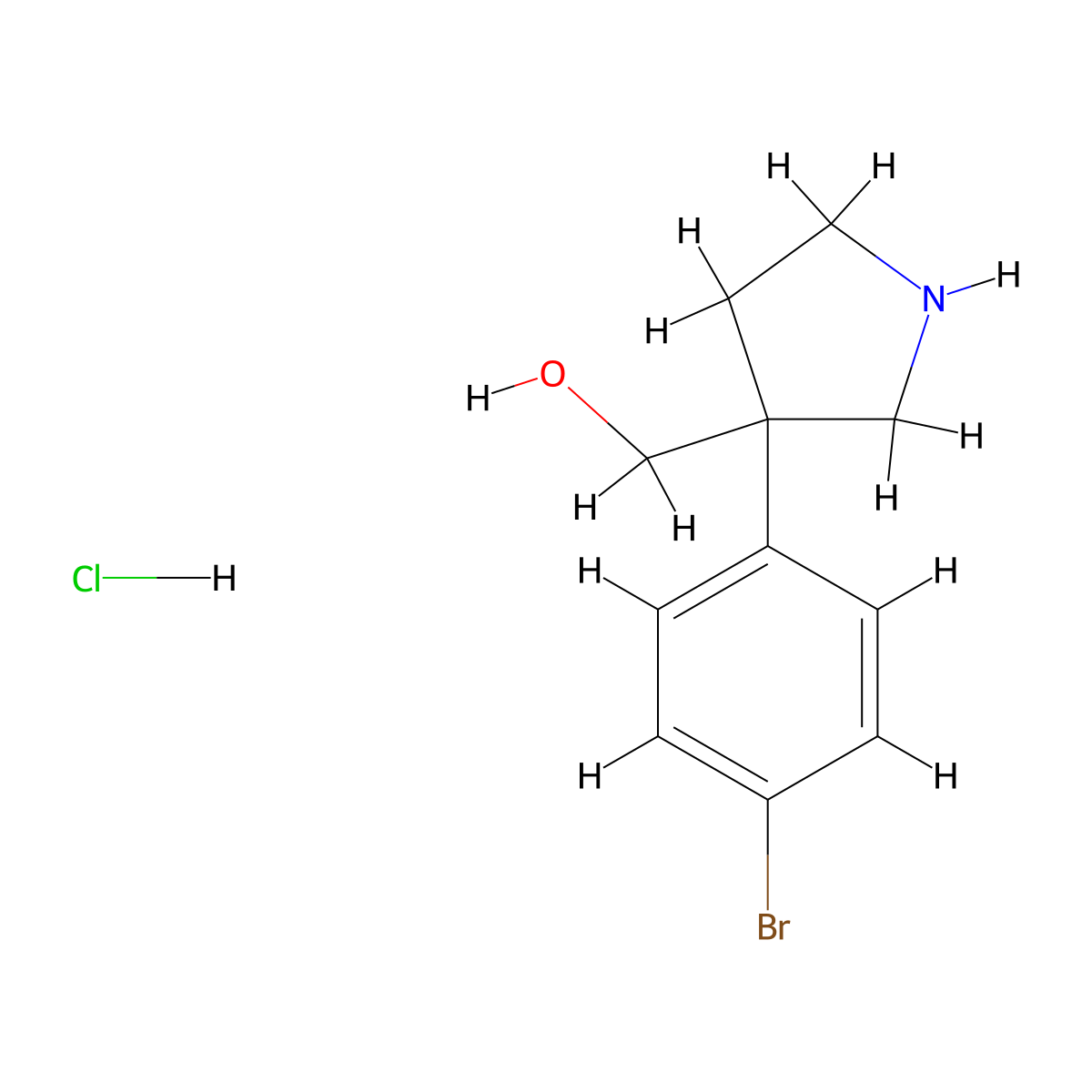 [3-(4-Bromophenyl)pyrrolidin-3-yl]methanol hydrochloride molecular structure, CAS 2913279-33-9