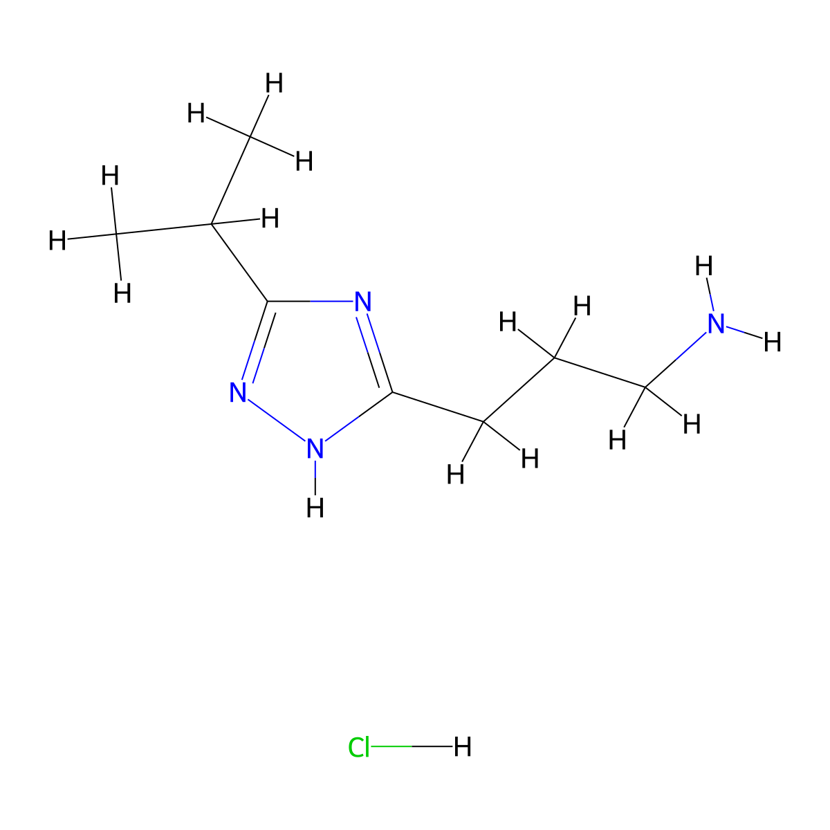 3-[5-(propan-2-yl)-1H-1,2,4-triazol-3-yl]propan-1-amine hydrochloride molecular structure, CAS 2913279-40-8