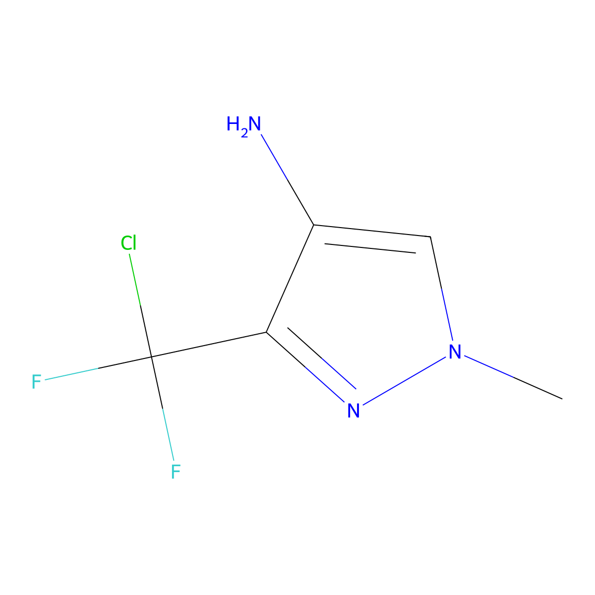 3-(chlorodifluoromethyl)-1-methyl-1H-pyrazol-4-amine molecular structure, CAS 2913279-43-1