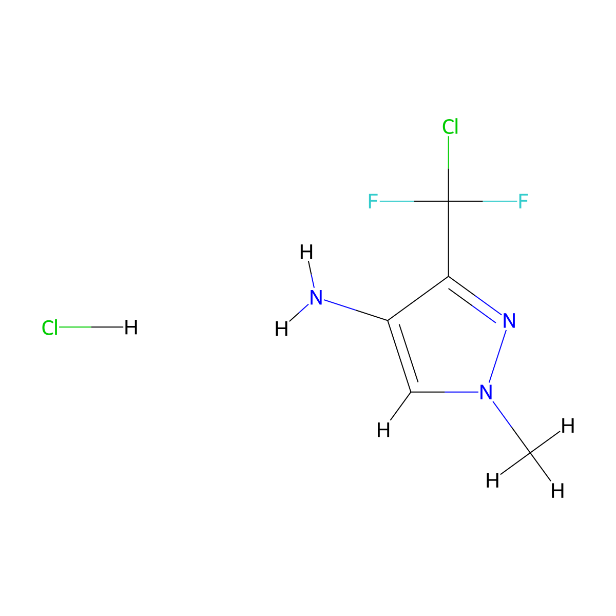 3-(chlorodifluoromethyl)-1-methyl-1H-pyrazol-4-amine hydrochloride molecular structure, CAS 2913279-44-2