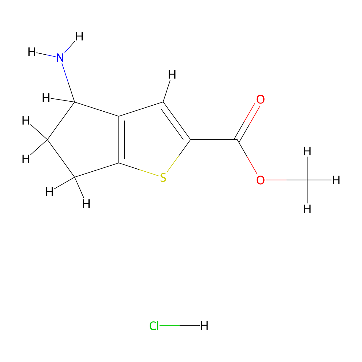 methyl 4-amino-4H,5H,6H-cyclopenta[b]thiophene-2-carboxylate hydrochloride molecular structure, CAS 2913279-45-3