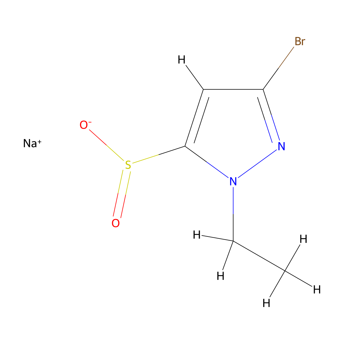 sodium 3-bromo-1-ethyl-1H-pyrazole-5-sulfinate molecular structure, CAS 2913279-47-5