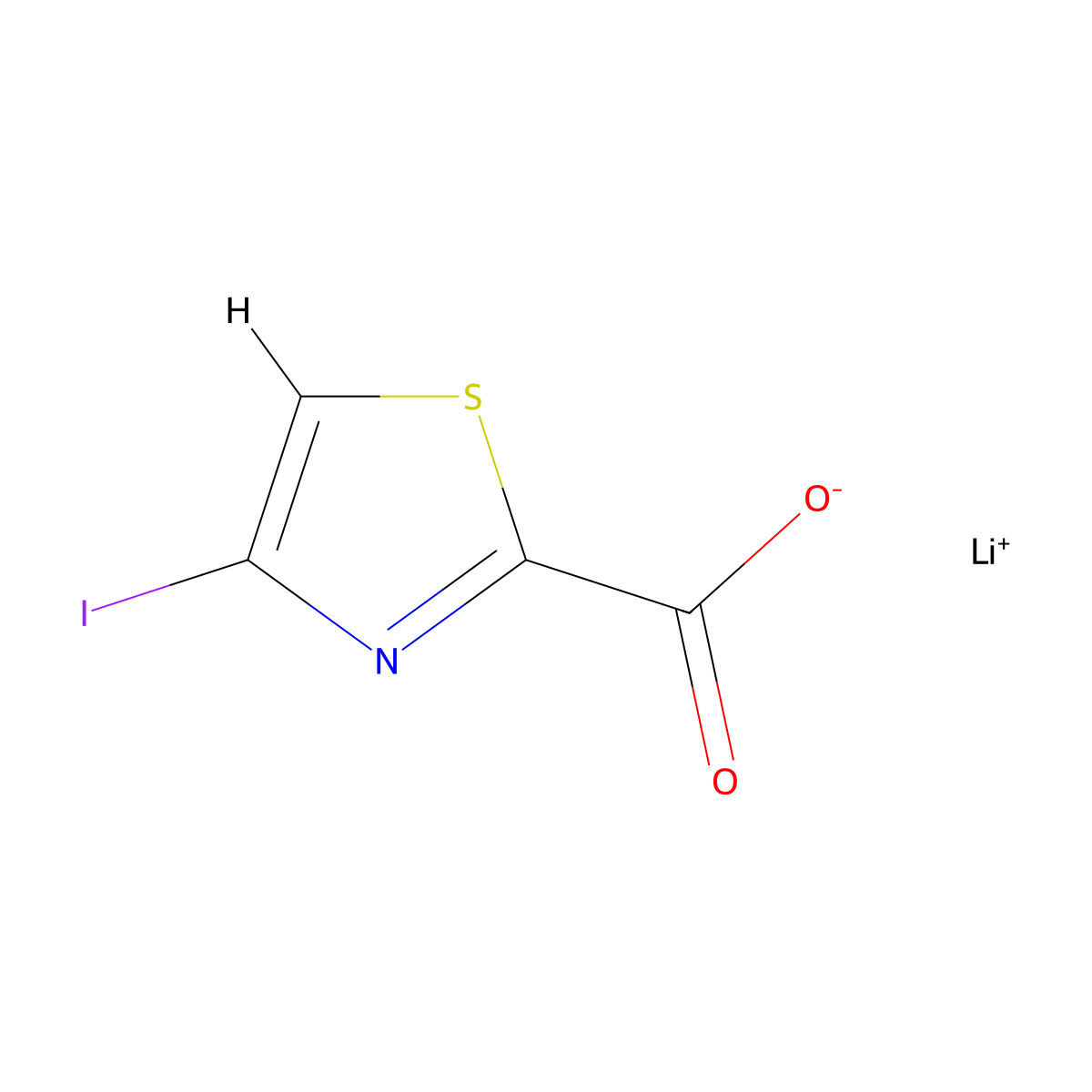 Lithium(1+) 4-iodo-1,3-thiazole-2-carboxylate molecular structure, CAS 2913279-59-9