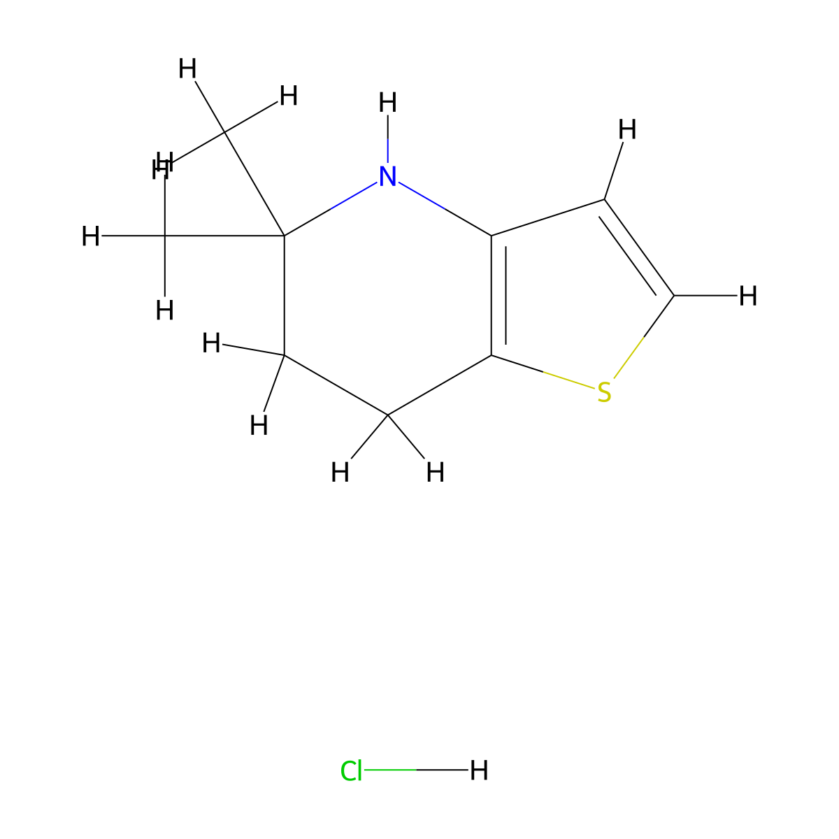 5,5-dimethyl-4H,5H,6H,7H-thieno[3,2-b]pyridine hydrochloride molecular structure, CAS 2913279-61-3