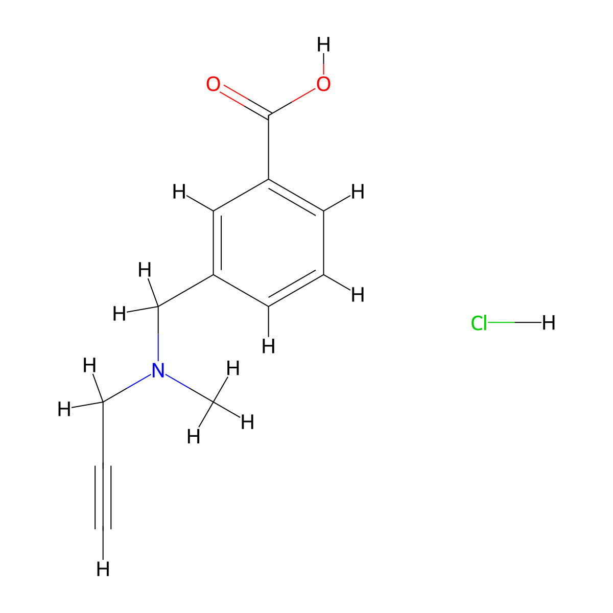 3-{[Methyl(prop-2-yn-1-yl)amino]methyl}benzoic acid hydrochloride molecular structure, CAS 2913279-65-7