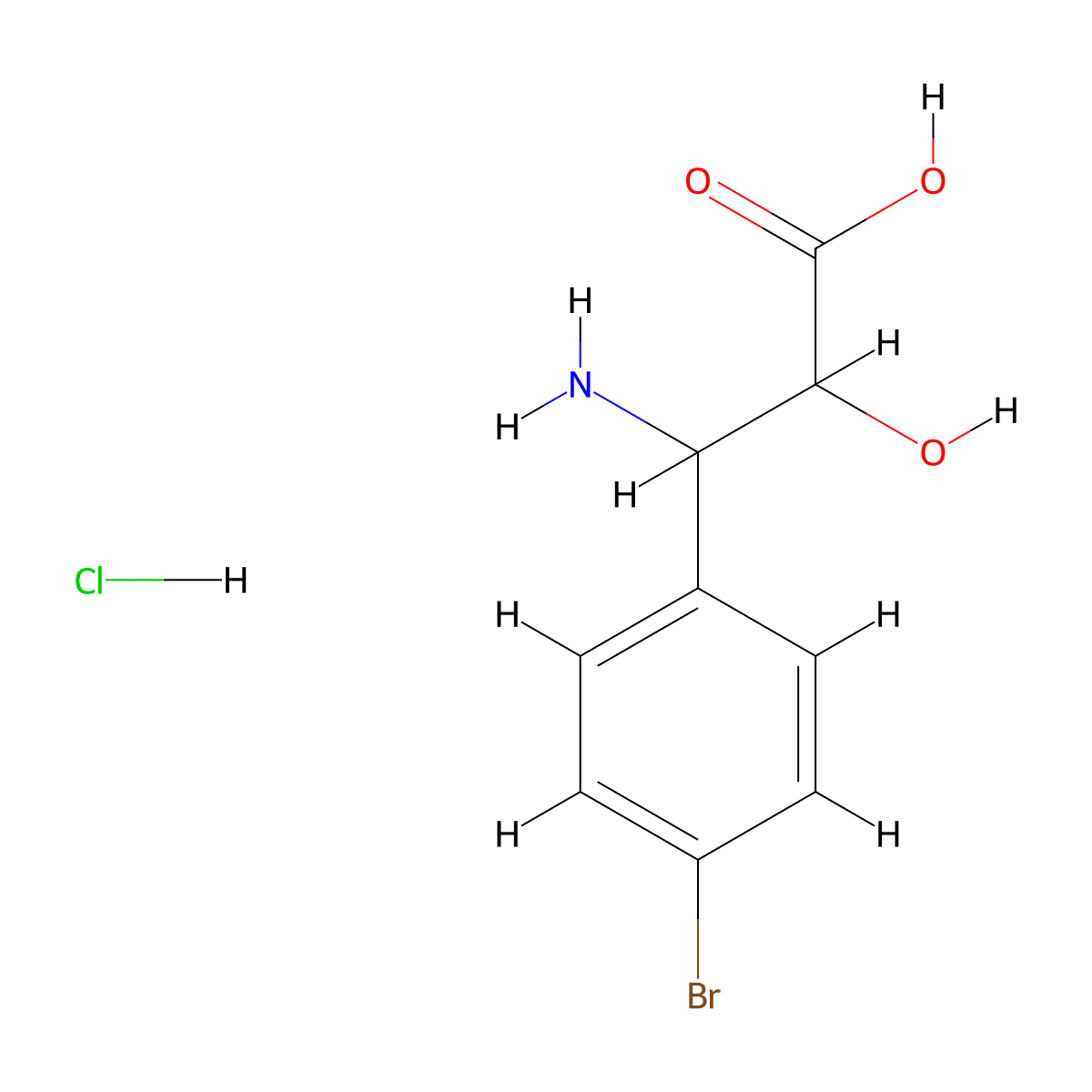 3-Amino-3-(4-bromophenyl)-2-hydroxypropanoic acid hydrochloride molecular structure, CAS 2913279-69-1