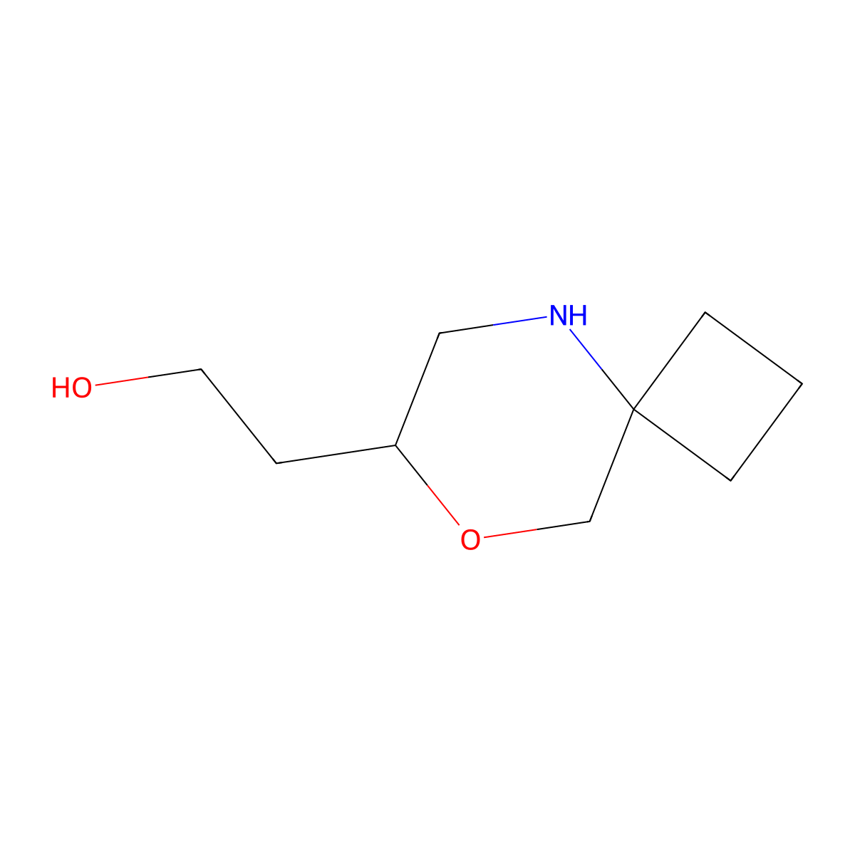 2-{8-Oxa-5-azaspiro[3.5]nonan-7-yl}ethan-1-ol molecular structure, CAS 2913279-72-6