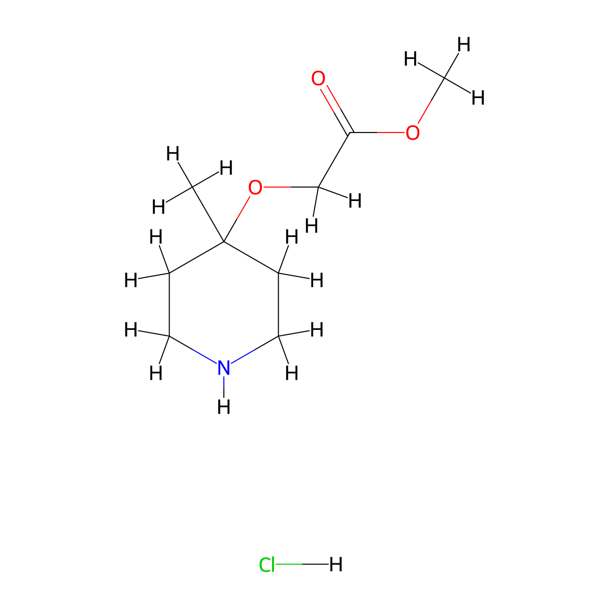 Methyl 2-[(4-methylpiperidin-4-yl)oxy]acetate hydrochloride molecular structure, CAS 2913279-74-8