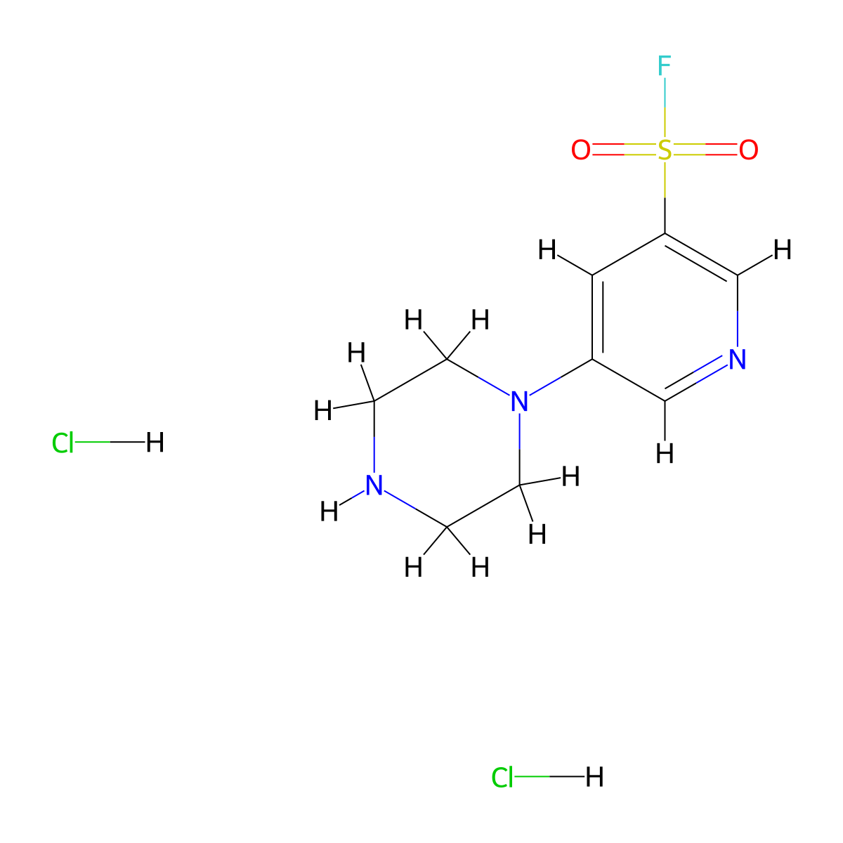 5-(Piperazin-1-yl)pyridine-3-sulfonyl fluoride dihydrochloride molecular structure, CAS 2913279-78-2
