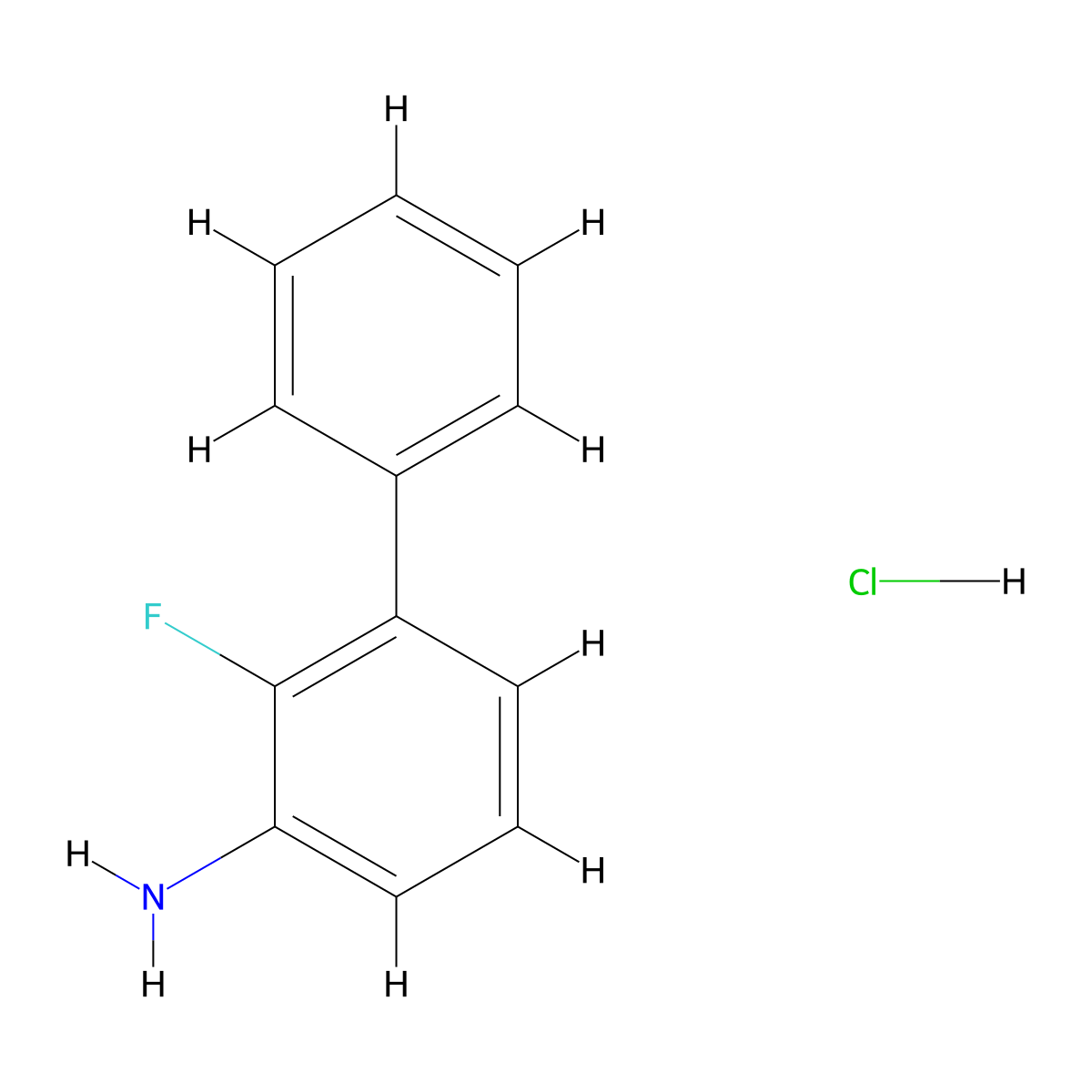 2-Fluoro-[1,1'-biphenyl]-3-amine hydrochloride molecular structure, CAS 2913279-86-2