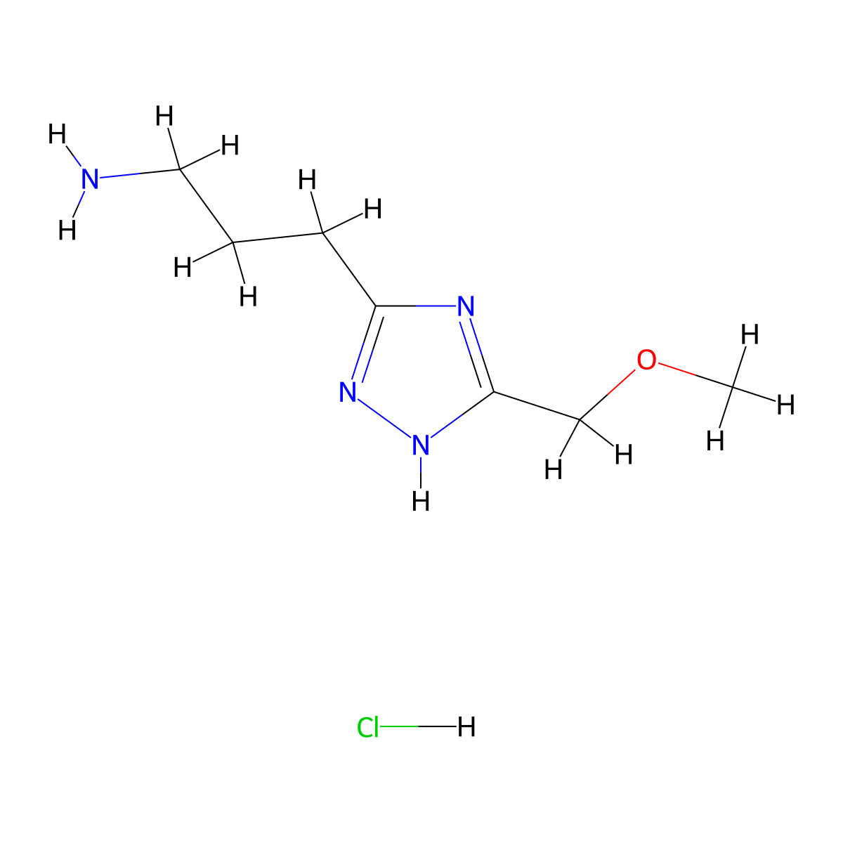 3-[5-(methoxymethyl)-1H-1,2,4-triazol-3-yl]propan-1-amine hydrochloride molecular structure, CAS 2913279-87-3