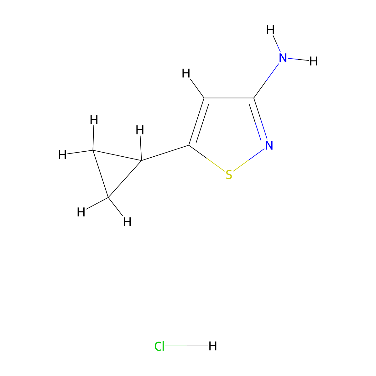 5-Cyclopropyl-1,2-thiazol-3-amine hydrochloride molecular structure, CAS 2913279-90-8