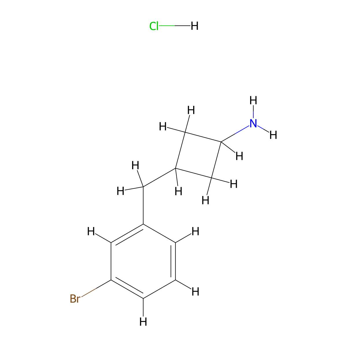 3-[(3-Bromophenyl)methyl]cyclobutan-1-amine hydrochloride molecular structure, CAS 2913280-12-1