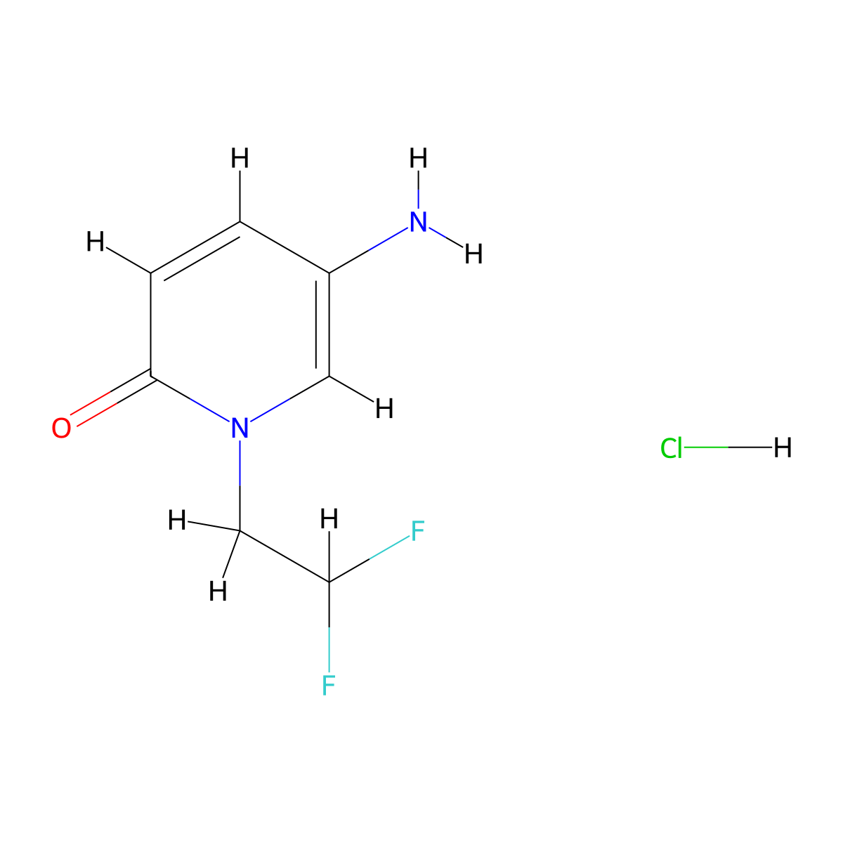 5-Amino-1-(2,2-difluoroethyl)-1,2-dihydropyridin-2-one hydrochloride molecular structure, CAS 2913280-13-2