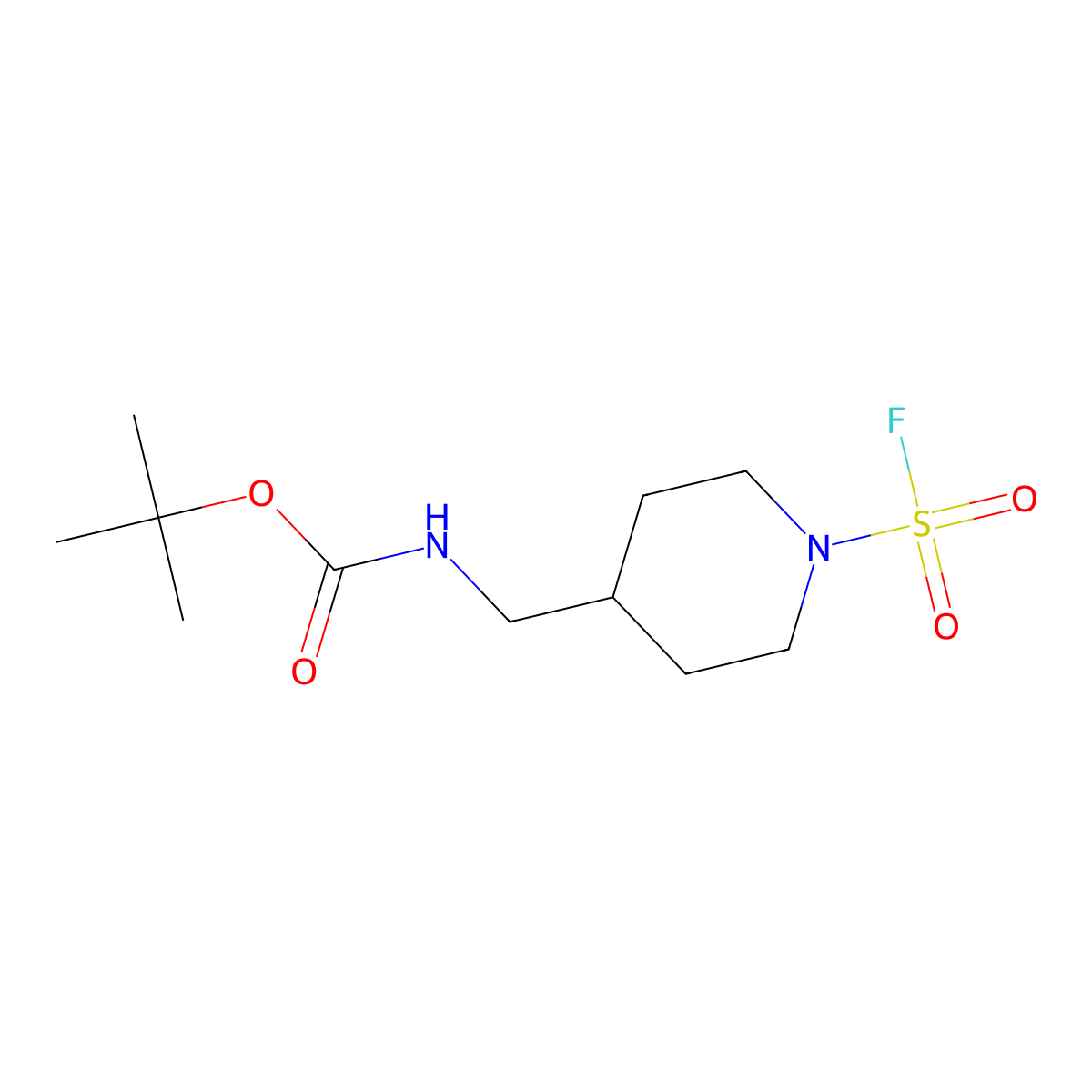 tert-butyl N-{[1-(fluorosulfonyl)piperidin-4-yl]methyl}carbamate molecular structure, CAS 2913280-19-8