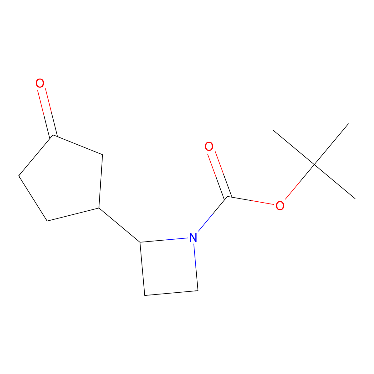 Tert-butyl 2-(3-oxocyclopentyl)azetidine-1-carboxylate molecular structure, CAS 2913280-23-4