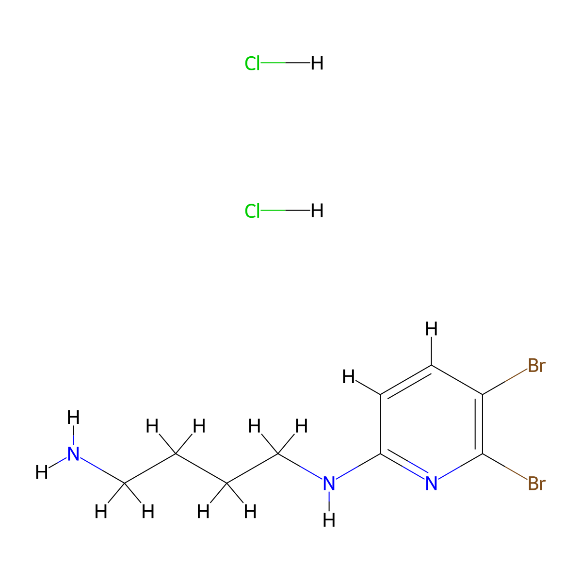 N1-(5,6-dibromopyridin-2-yl)butane-1,4-diamine dihydrochloride molecular structure, CAS 2913280-34-7