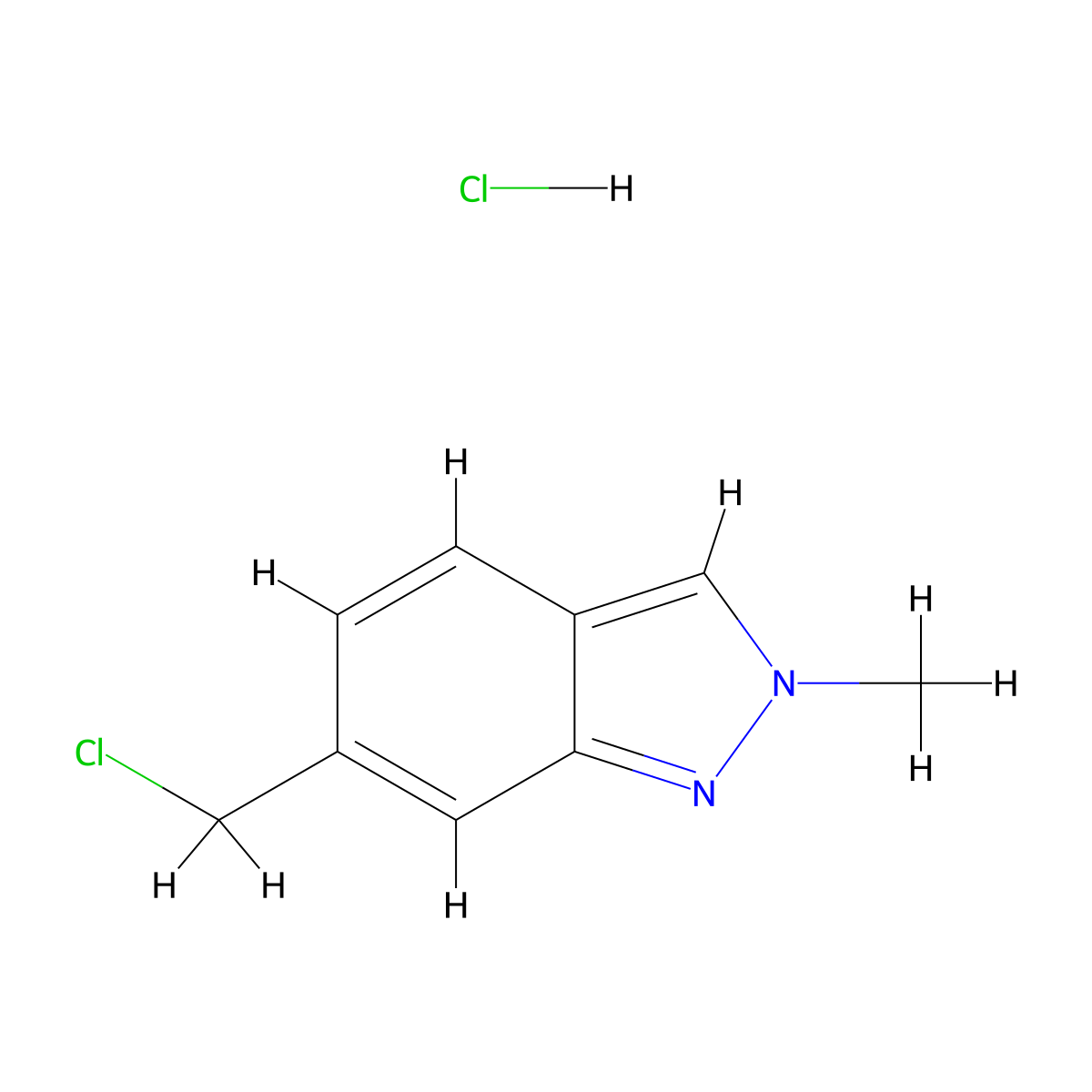 6-(chloromethyl)-2-methyl-2H-indazole hydrochloride molecular structure, CAS 2913280-36-9