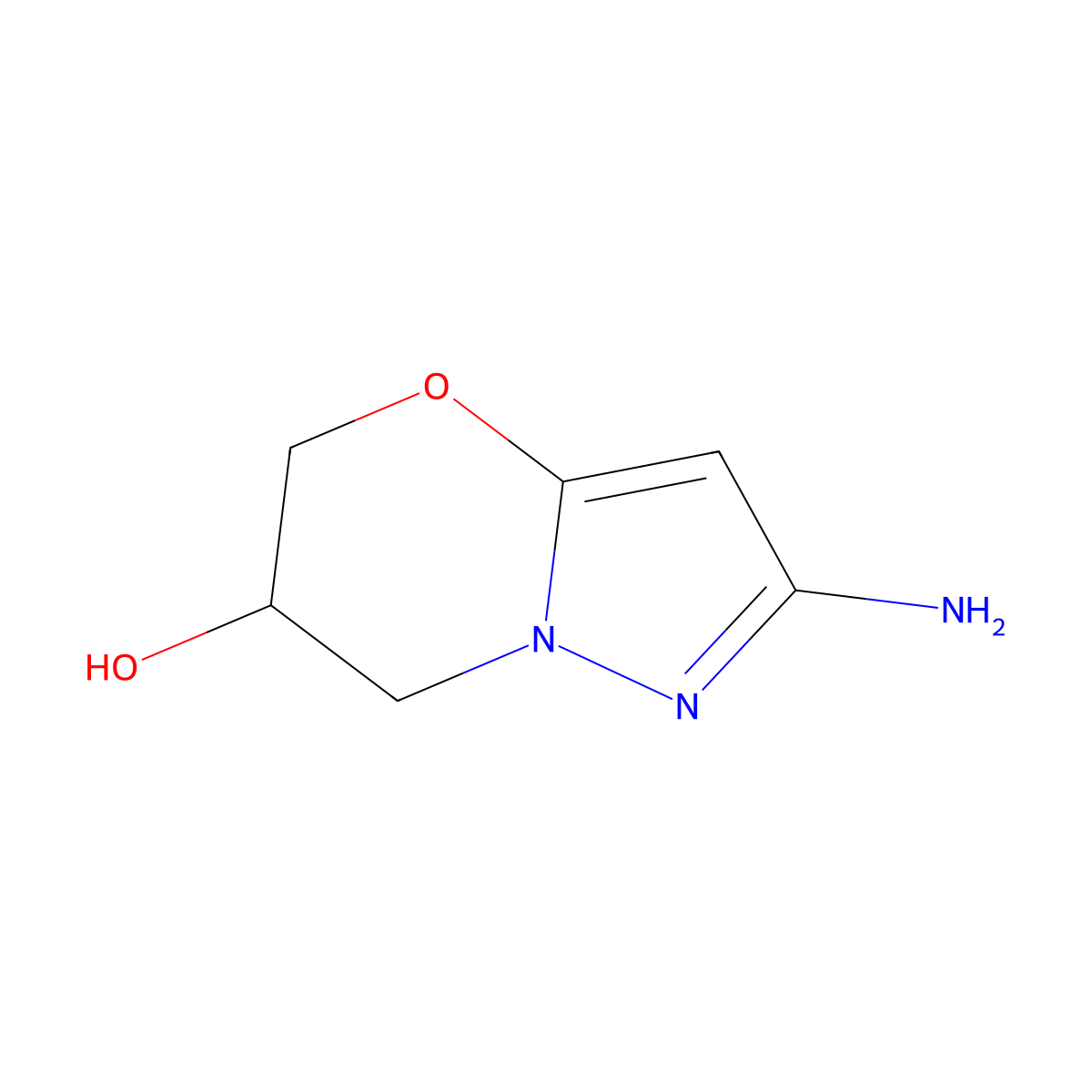 2-amino-5H,6H,7H-pyrazolo[3,2-b][1,3]oxazin-6-ol molecular structure, CAS 2913280-40-5