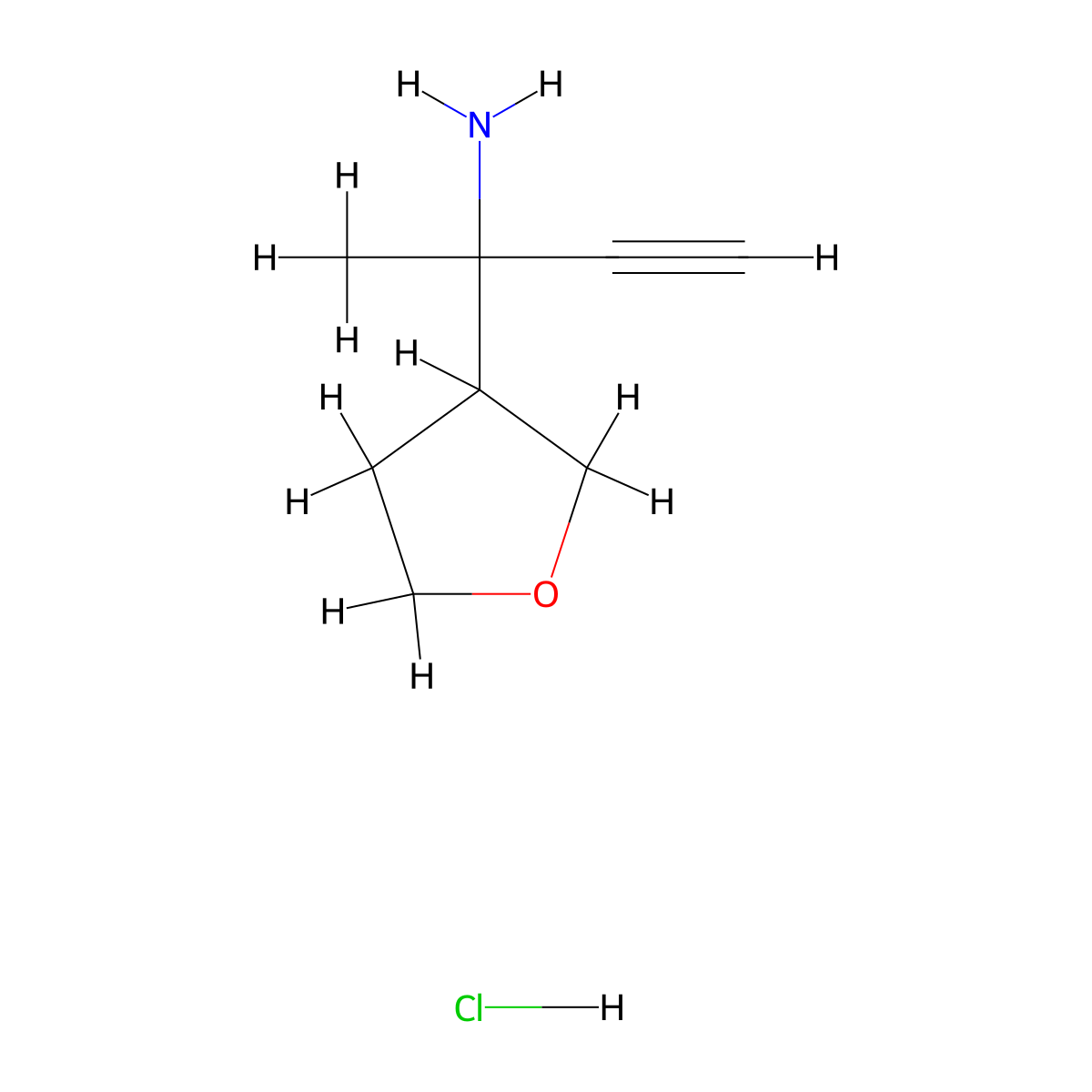2-(Oxolan-3-yl)but-3-yn-2-amine hydrochloride molecular structure, CAS 2913280-43-8