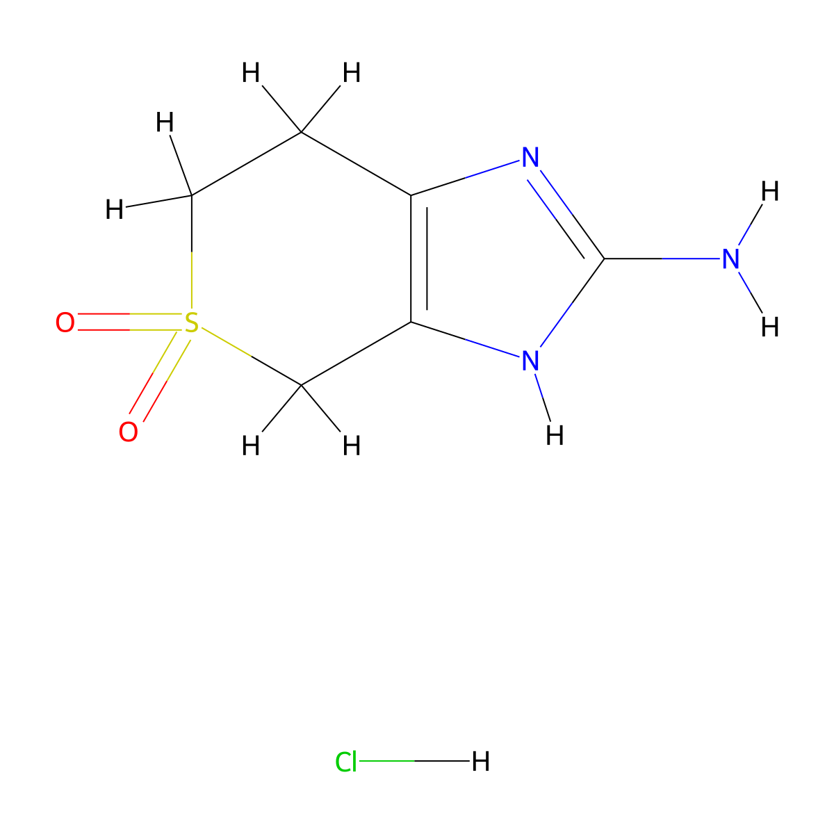 2-amino-3H,4H,6H,7H-5lambda6-thiopyrano(3,4-d)imidazole-5,5-dione hydrochloride molecular structure, CAS 2913280-63-2