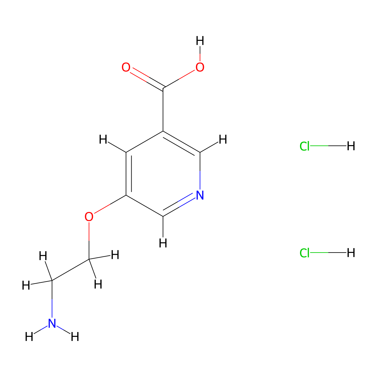 5-(2-Aminoethoxy)pyridine-3-carboxylicaciddihydrochloride molecular structure, CAS 2913280-67-6