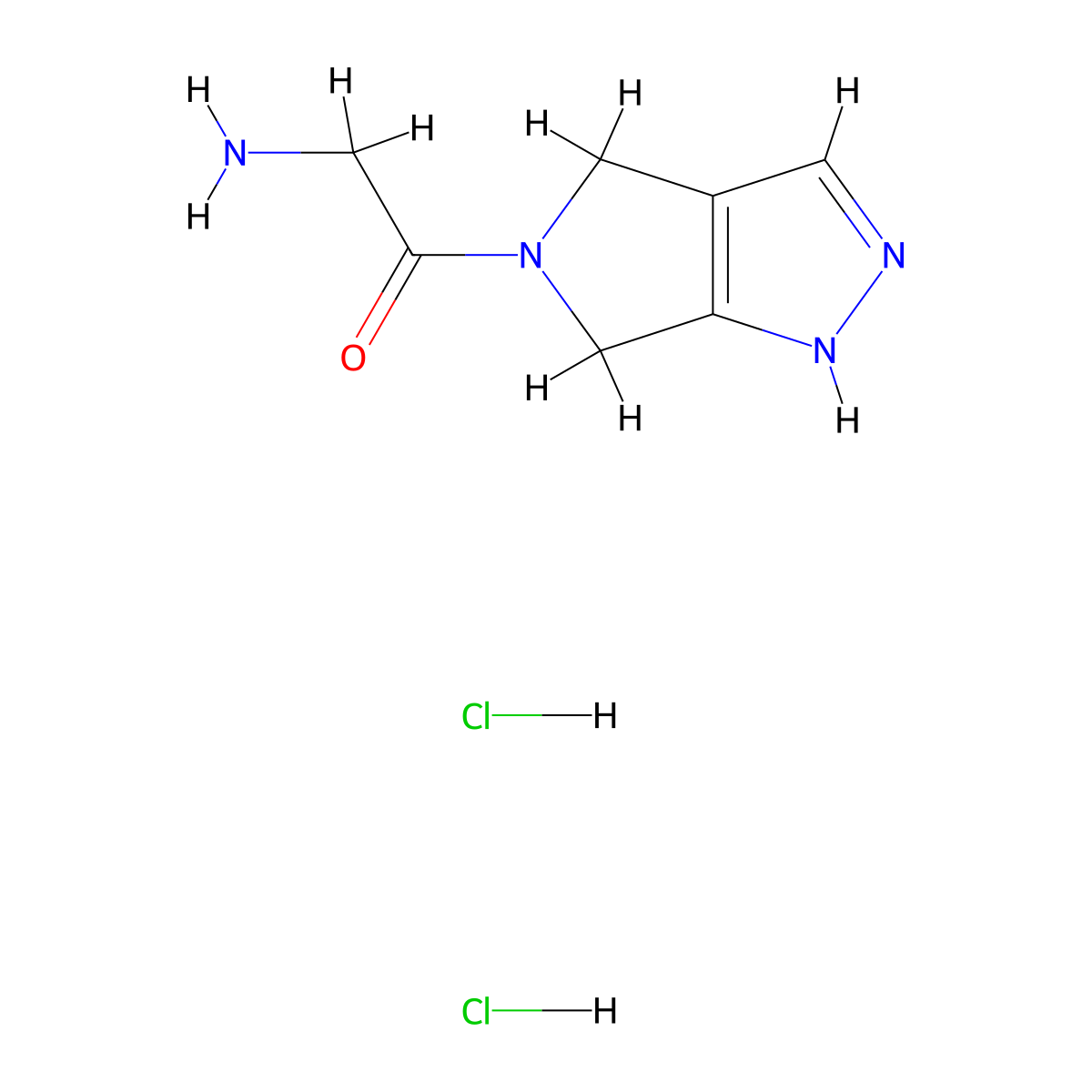 2-amino-1-{1H,4H,5H,6H-pyrrolo[3,4-c]pyrazol-5-yl}ethan-1-onedihydrochloride molecular structure, CAS 2913280-69-8