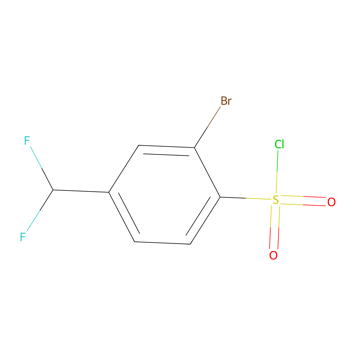 2-Bromo-4-(difluoromethyl)benzene-1-sulfonylchloride molecular structure, CAS 2913280-75-6