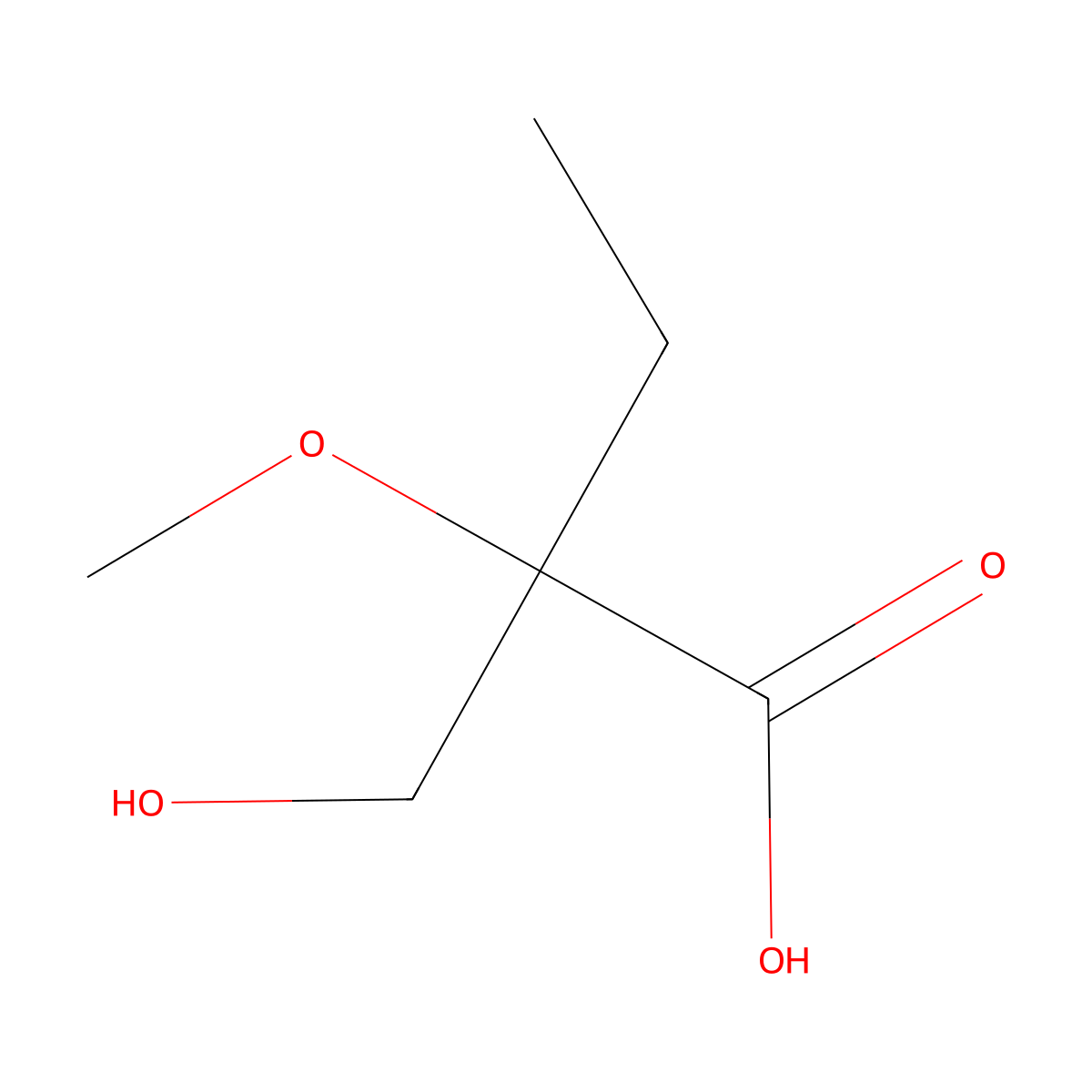 2-(Hydroxymethyl)-2-methoxybutanoic acid molecular structure, CAS 2913280-77-8