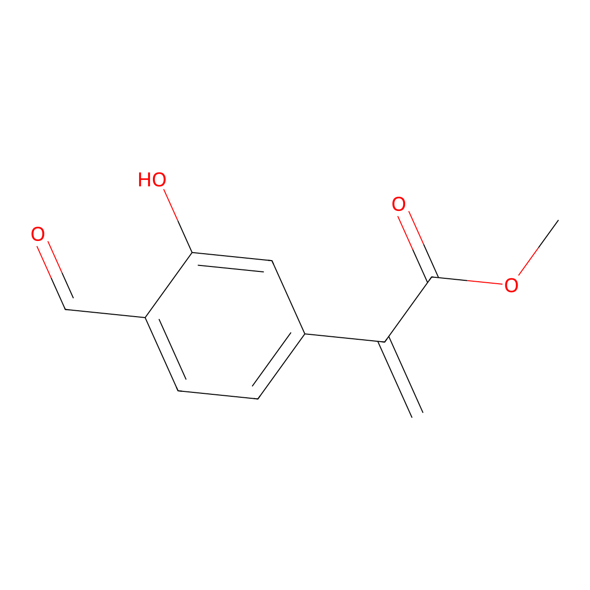 Methyl 2-(4-formyl-3-hydroxyphenyl)prop-2-enoate molecular structure, CAS 2913280-82-5