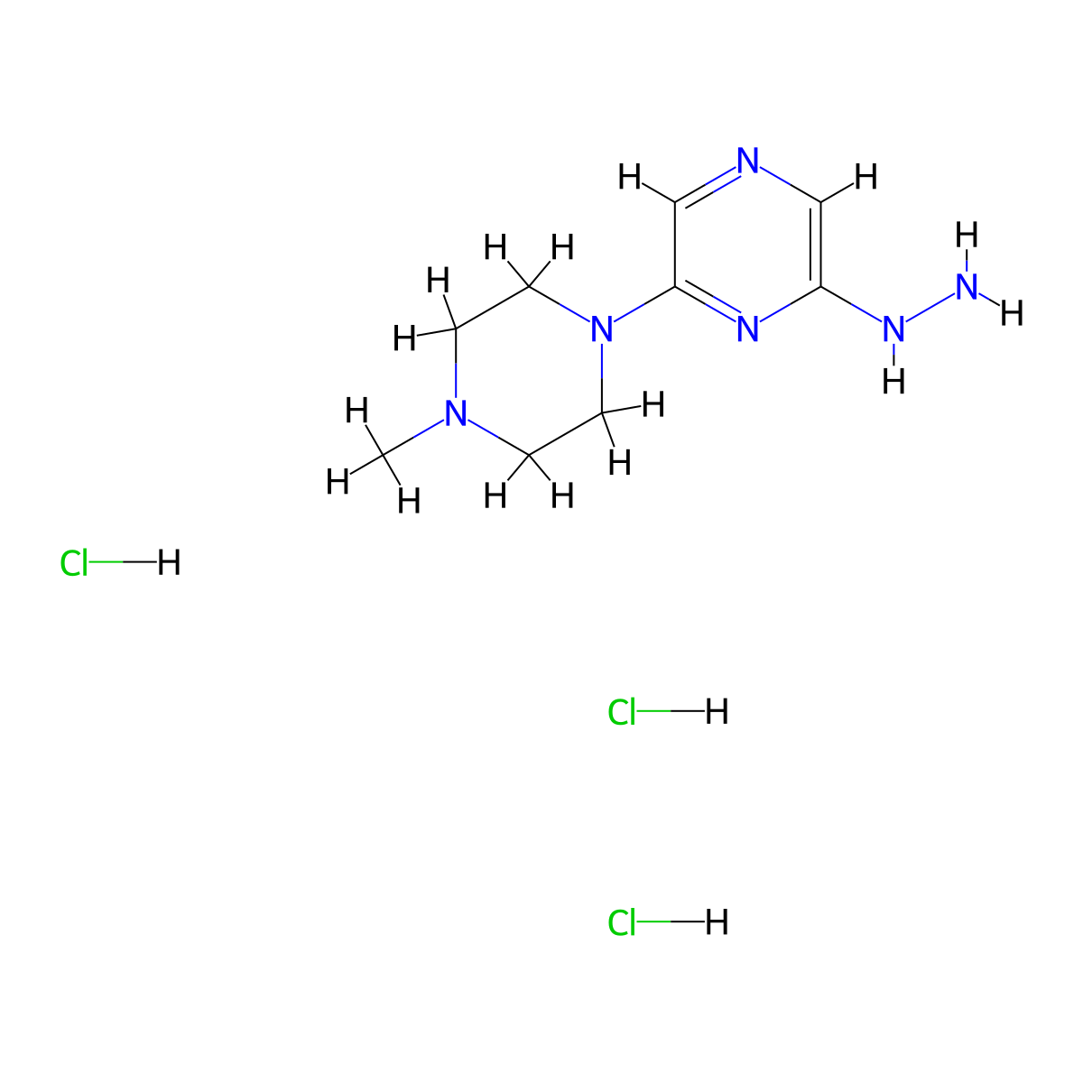 2-Hydrazinyl-6-(4-methylpiperazin-1-yl)pyrazine trihydrochloride molecular structure, CAS 2913280-84-7