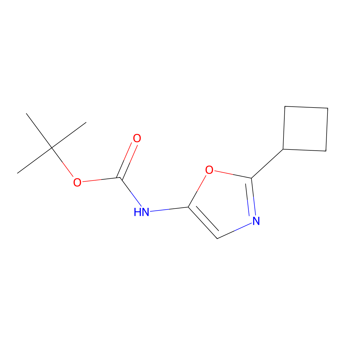 tert-butyl N-(2-cyclobutyl-1,3-oxazol-5-yl)carbamate molecular structure, CAS 2913280-87-0