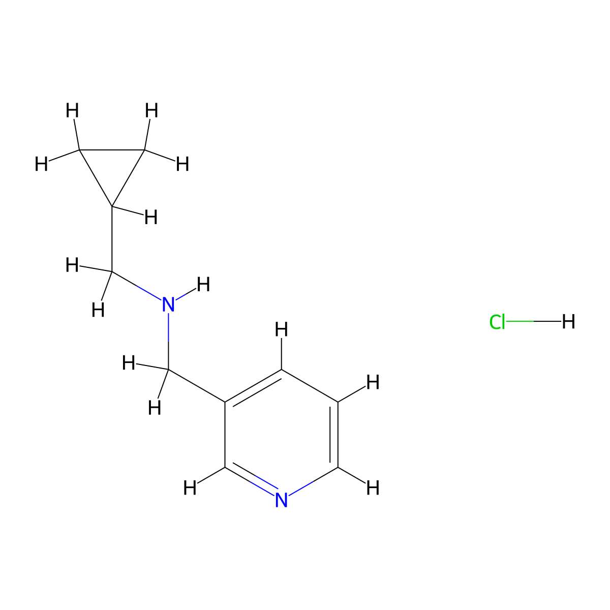 (Cyclopropylmethyl)[(pyridin-3-yl)methyl]amine hydrochloride molecular structure, CAS 2913280-89-2