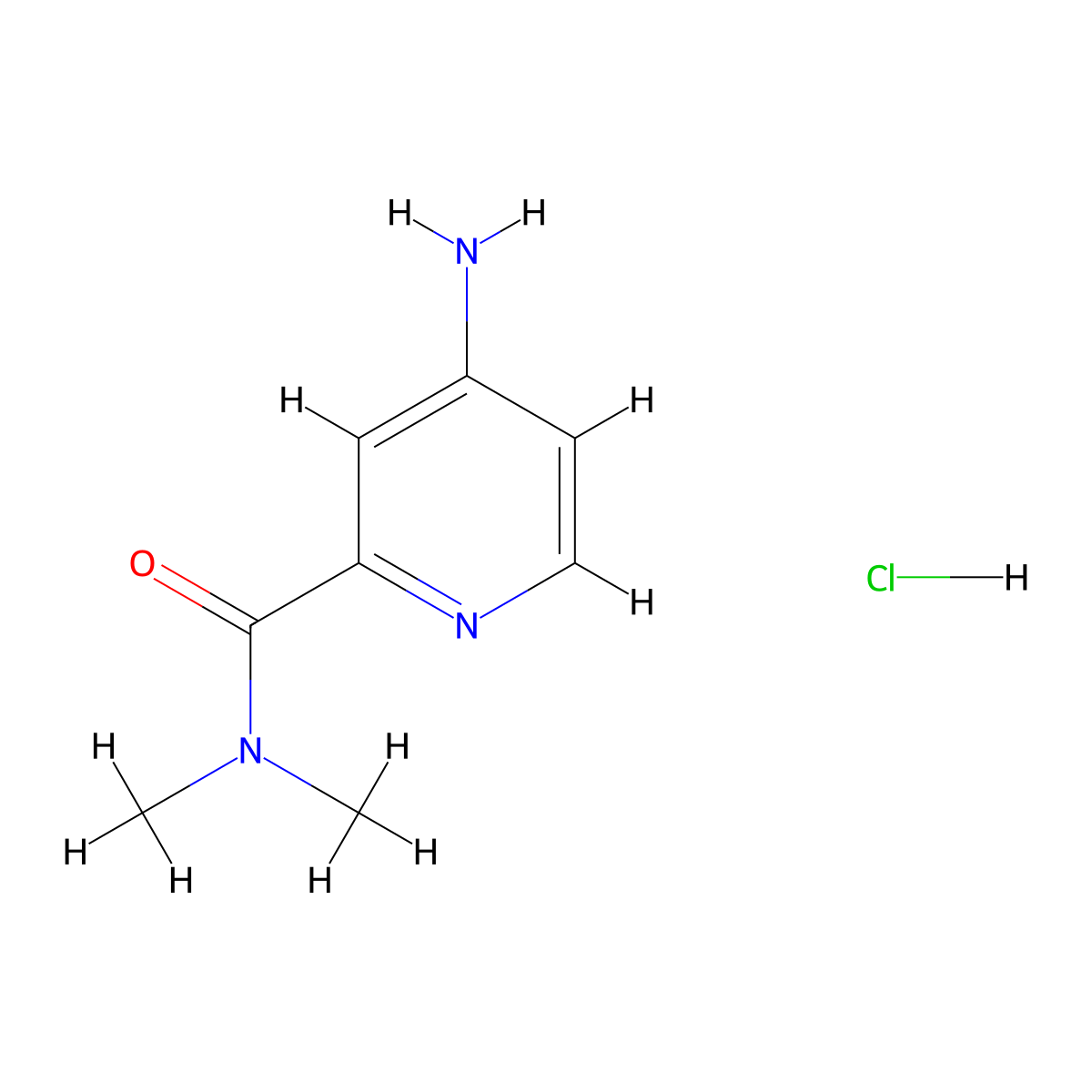 4-amino-N,N-dimethylpyridine-2-carboxamide hydrochloride molecular structure, CAS 2913281-03-3