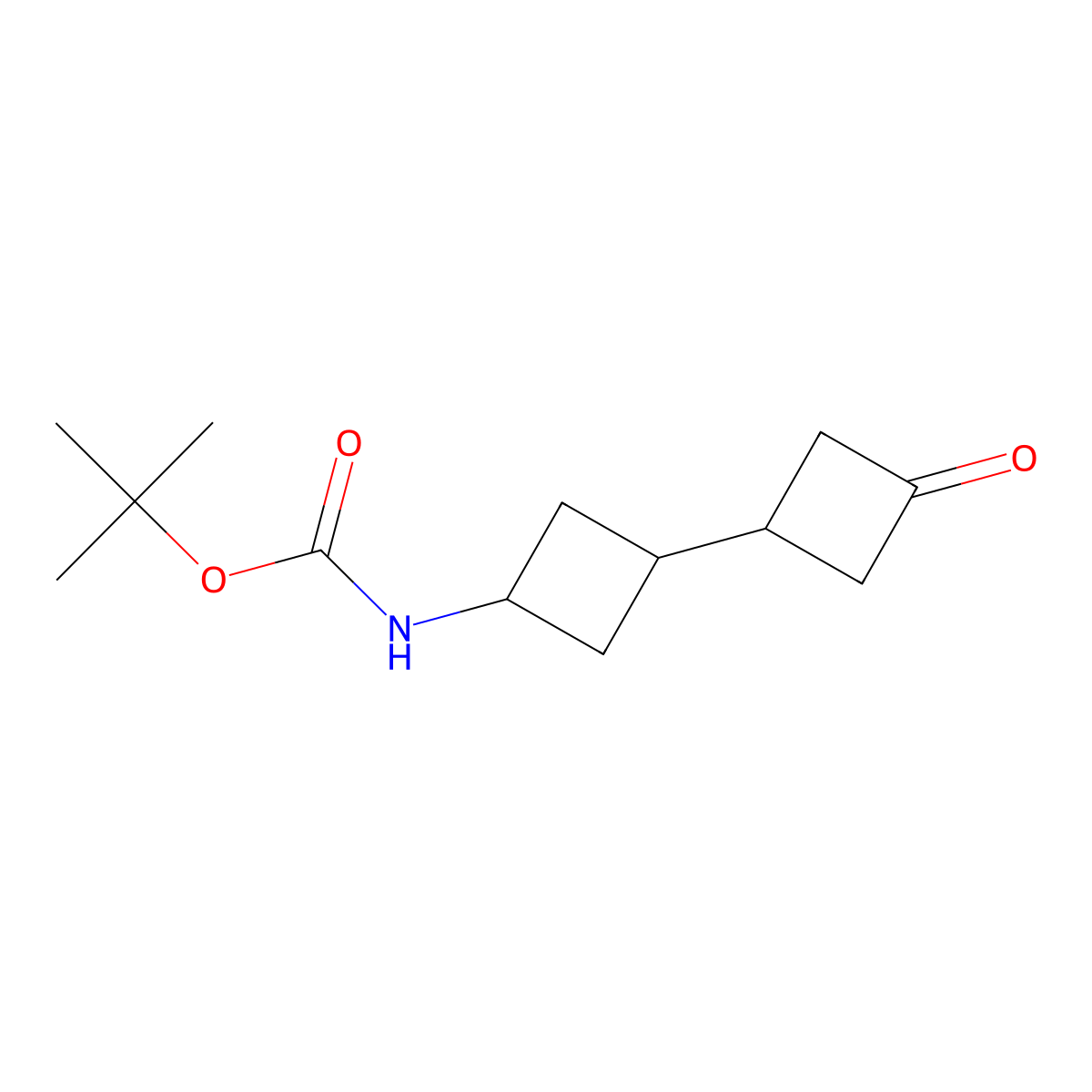 tert-butylN-{3'-oxo-[1,1'-bi(cyclobutane)]-3-yl}carbamate molecular structure, CAS 2913281-05-5