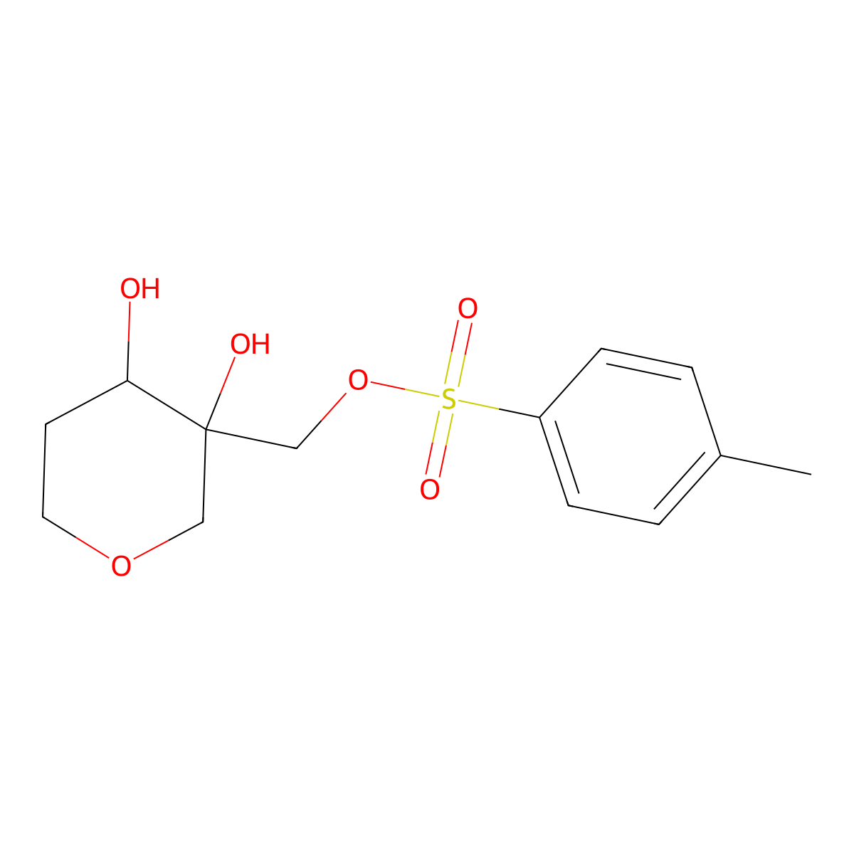 (3,4-Dihydroxyoxan-3-yl)methyl 4-methylbenzene-1-sulfonate molecular structure, CAS 2913299-11-1