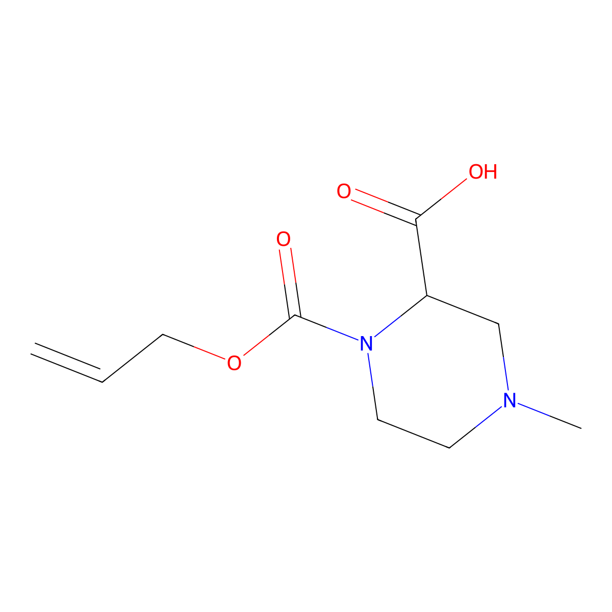 4-Methyl-1-[(prop-2-en-1-yloxy)carbonyl]piperazine-2-carboxylic acid molecular structure, CAS 2913301-17-2