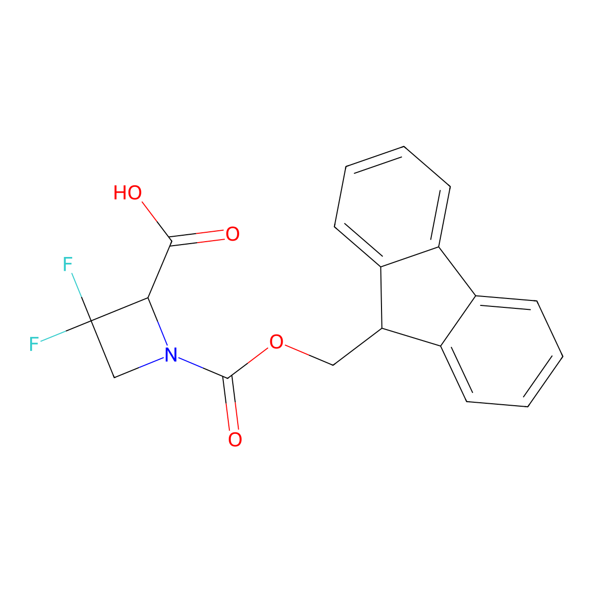1-{[(9H-fluoren-9-yl)methoxy]carbonyl}-3,3-difluoroazetidine-2-carboxylic acid molecular structure, CAS 2913305-18-5
